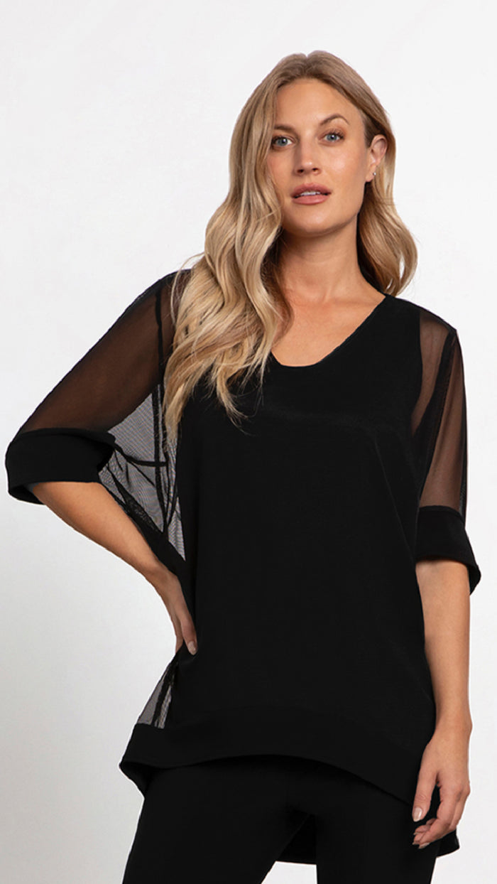 Mesh Boxy Tunic, Elbow Sleeve