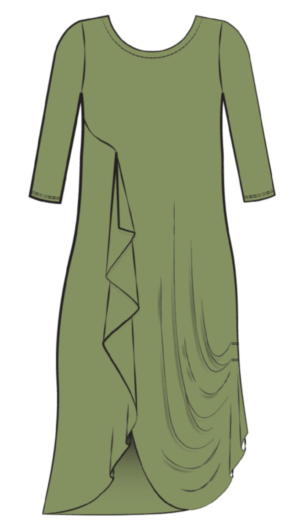 Drama Dress, 3/4 sleeve (Selected Colours on Sale)
