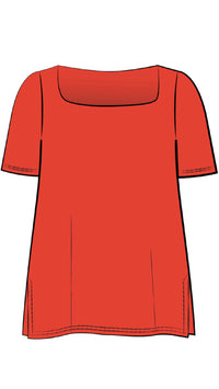 Soft Square Neck Top, Short Sleeves
