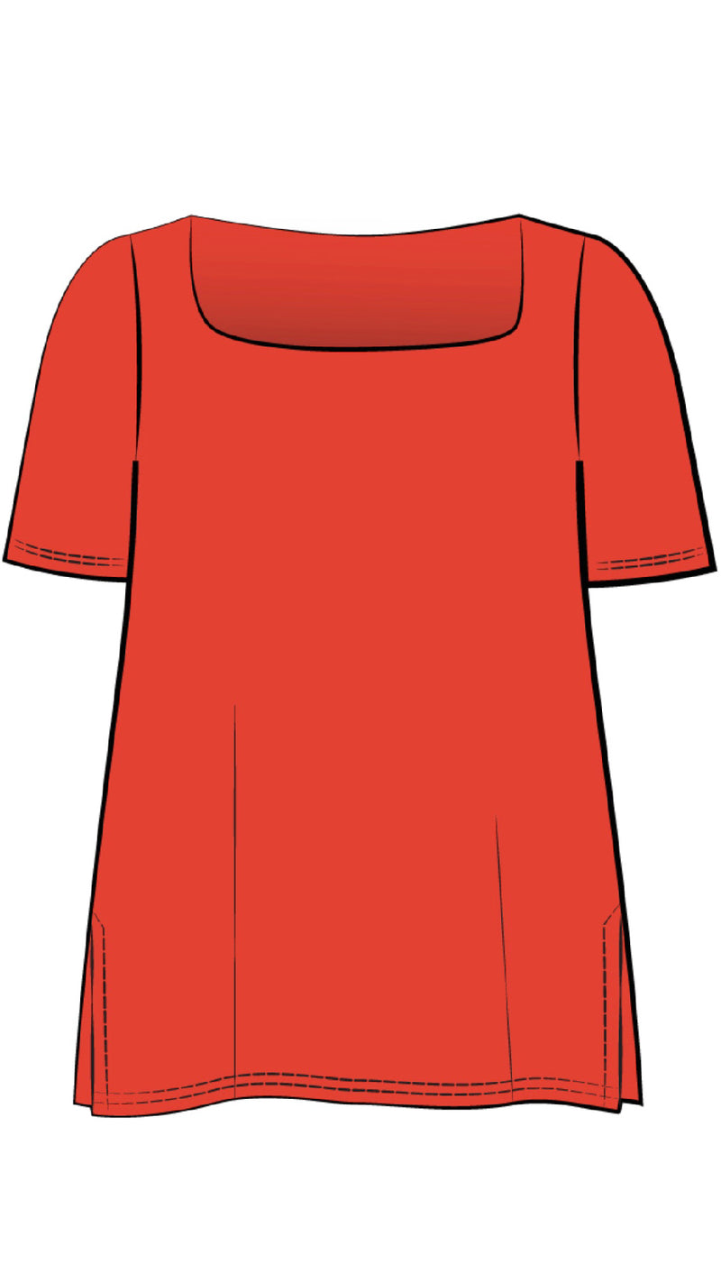 Soft Square Neck Top, Short Sleeves