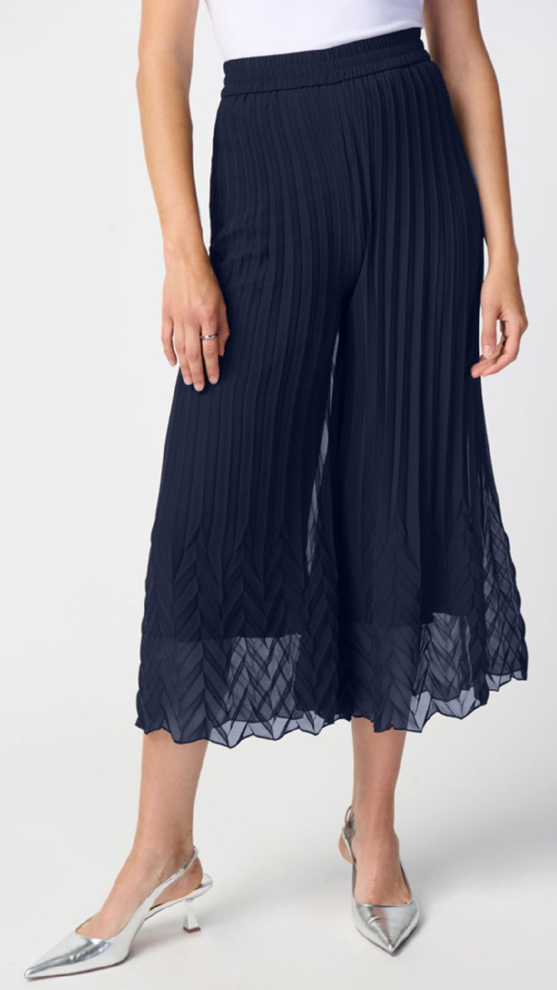 Joseph Ribkoff Chiffon Pleated Pull-On Culotte Pants