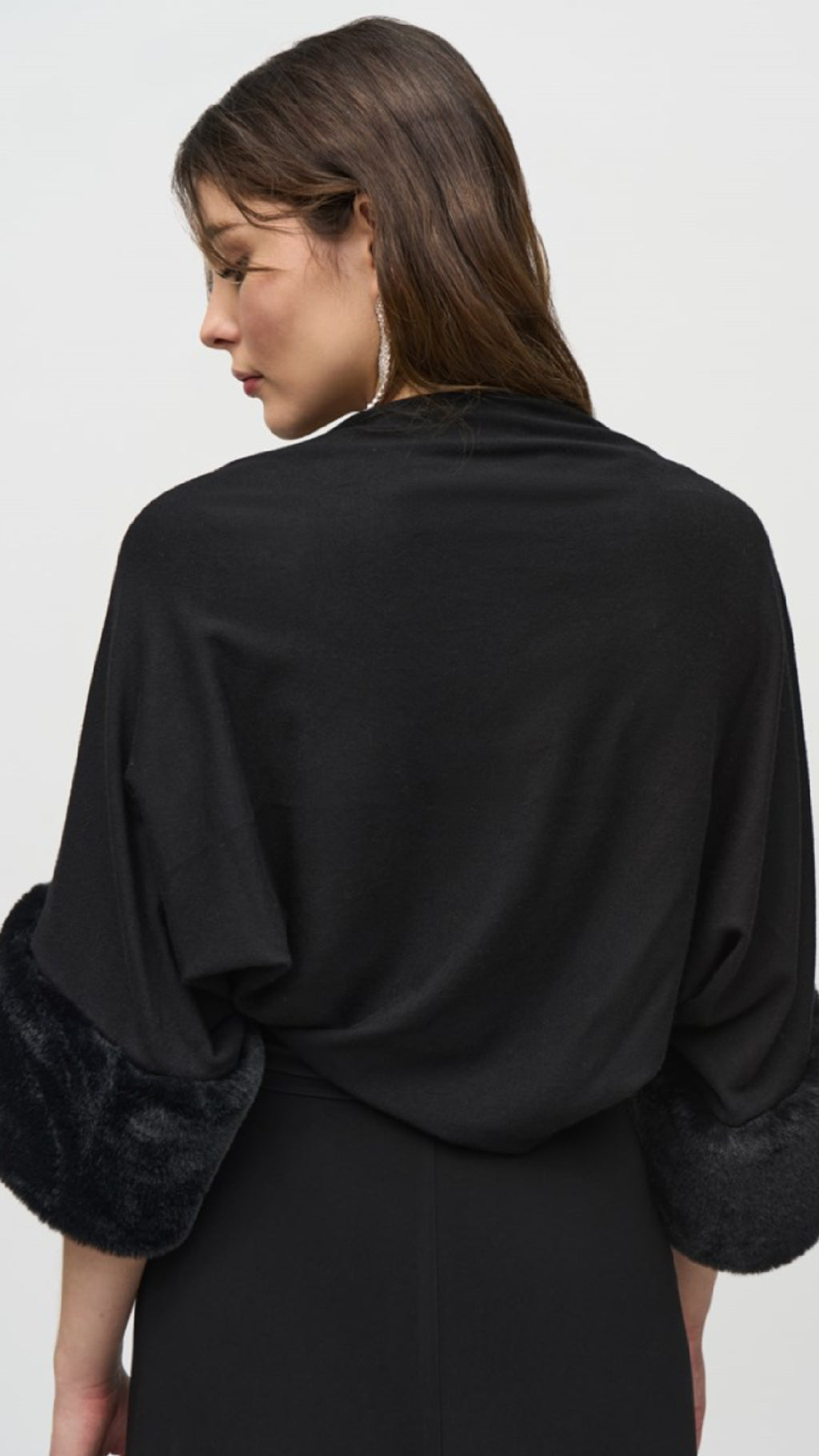 Joseph Ribkoff sweater Knit Bolero With Faux Fur Trim (Sale)