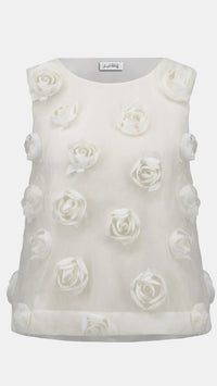 Joseph Ribkoff-Novelty SleevelessTop With 3D Floral Embroidery