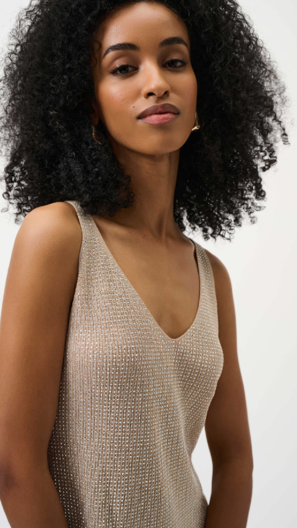 Joseph Ribkoff Metallic Knitted Camisole with Rhinestones