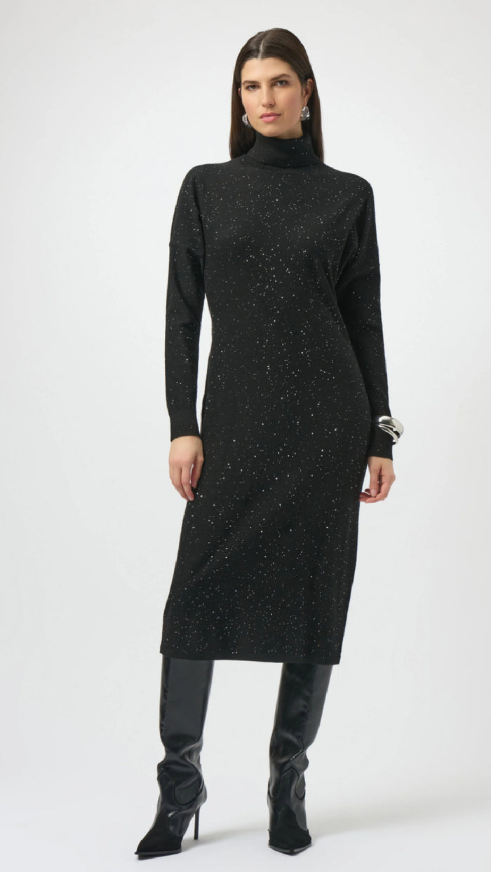 Joseph Ribkoff sequinned Sweater Knit Turtleneck Sheath Dress