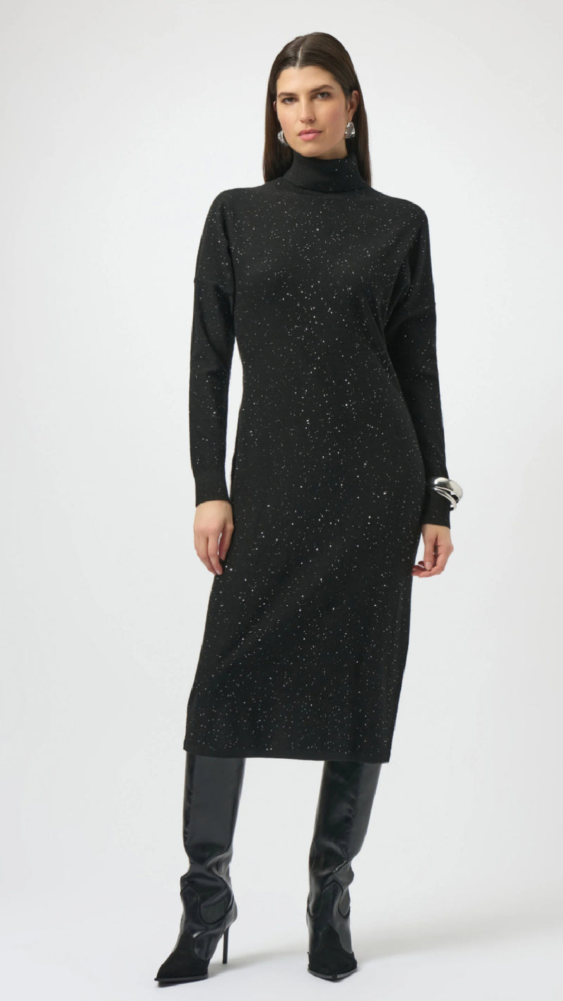 Joseph Ribkoff sequinned Sweater Knit Turtleneck Sheath Dress