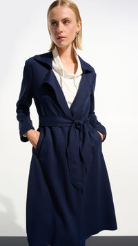 Joseph Ribkoff Scuba Jersey Straight  Coat with Sash (New Spring)