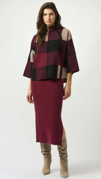 Joseph Ribkoff Plaid Jacquard Sweater Knit Top