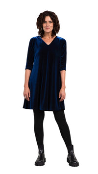 Velvet Reversible Trapeze Dress, 3/4 Sleeve