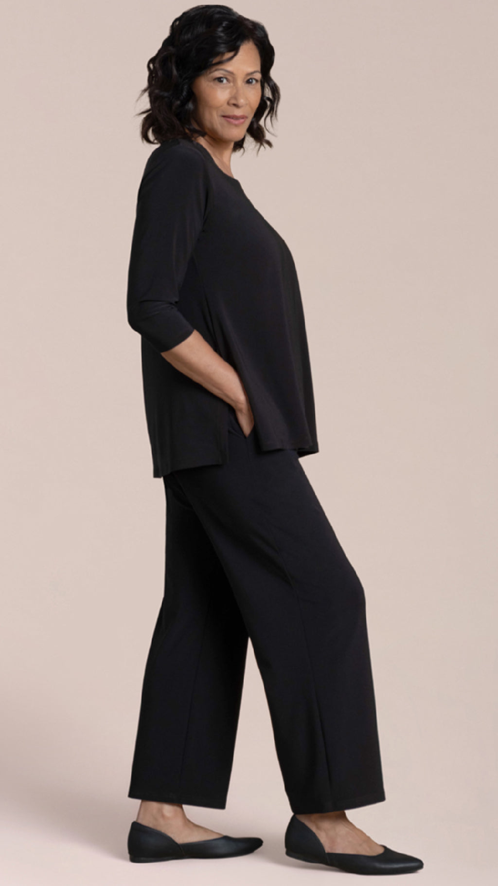Soft Square Neck Top, 3/4 Sleeve