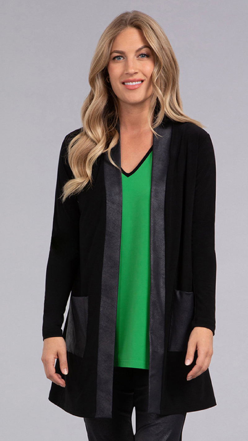 Mix Essential Cardigan with Faux Leather (Sale)