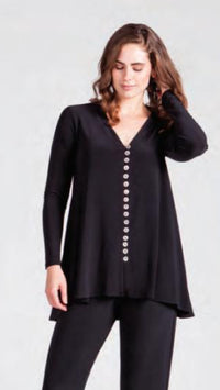 Duo Diva Top, Metal Buttons-Long Sleeve-Navy (Sale)