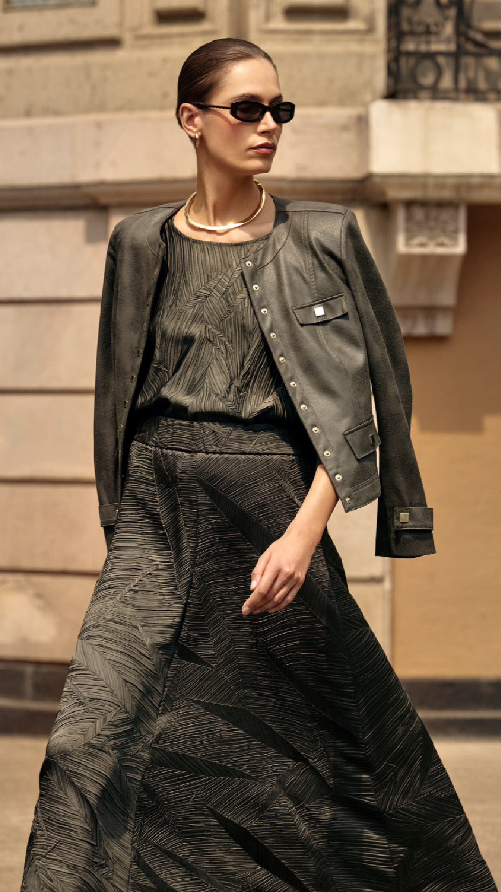 Joseph Ribkoff Pleated Satin Boxy Top