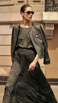 Joseph Ribkoff Pleated Satin Boxy Top