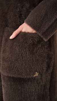 Joseph Ribkoff Feather Yarn Coat With Detachable Faux Fur Collar