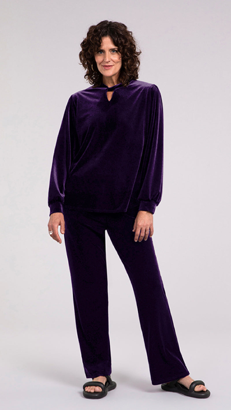 Velvet Twist Neck Top, Long Sleeve (Sale)