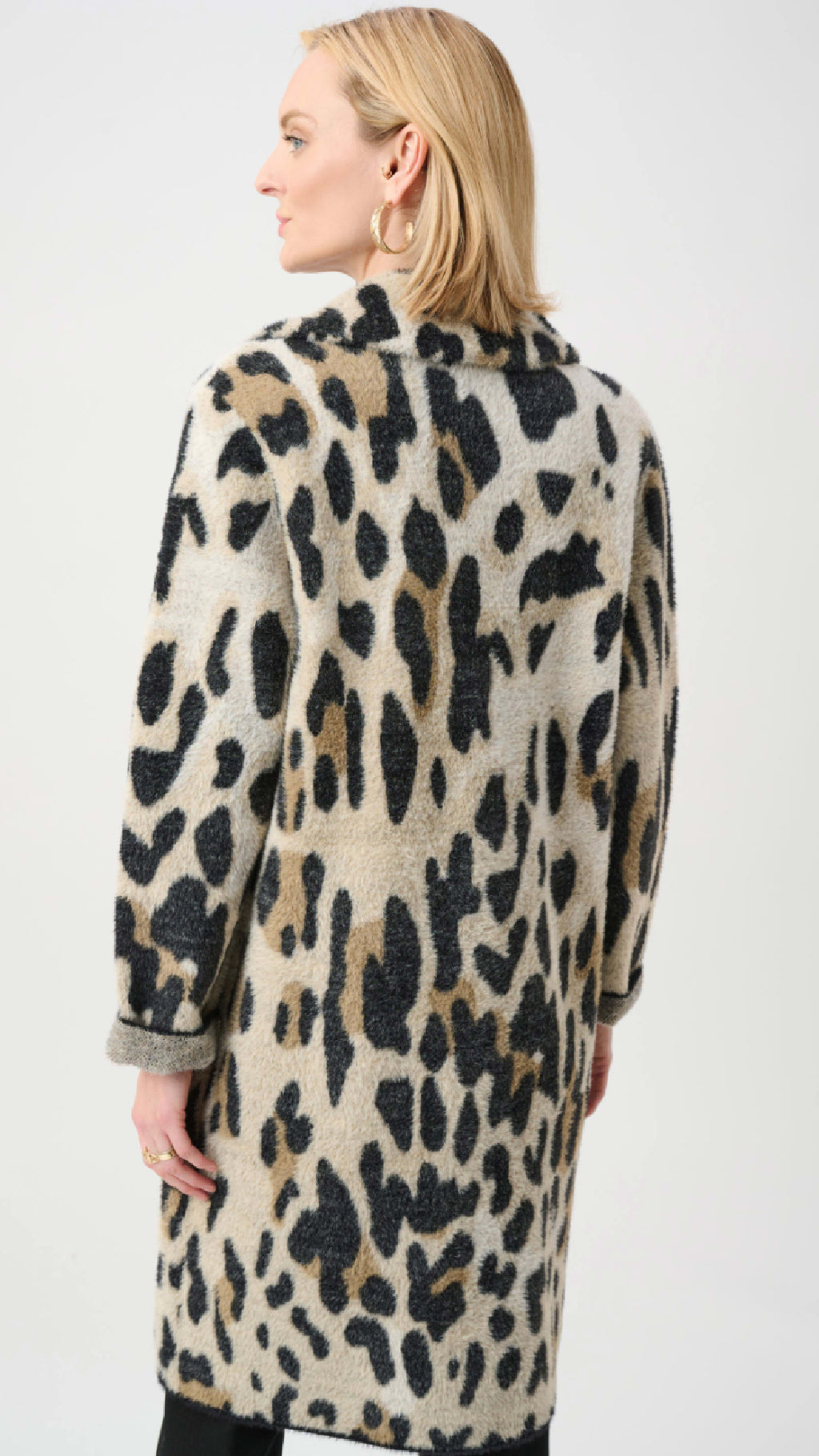 Joseph Ribkoff Feather Yarn Leopard Print Coat