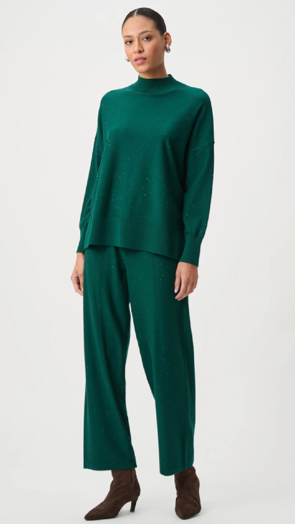 Joseph Ribkoff Sequin Mock-Neck Sweater and Drawstring Culottes