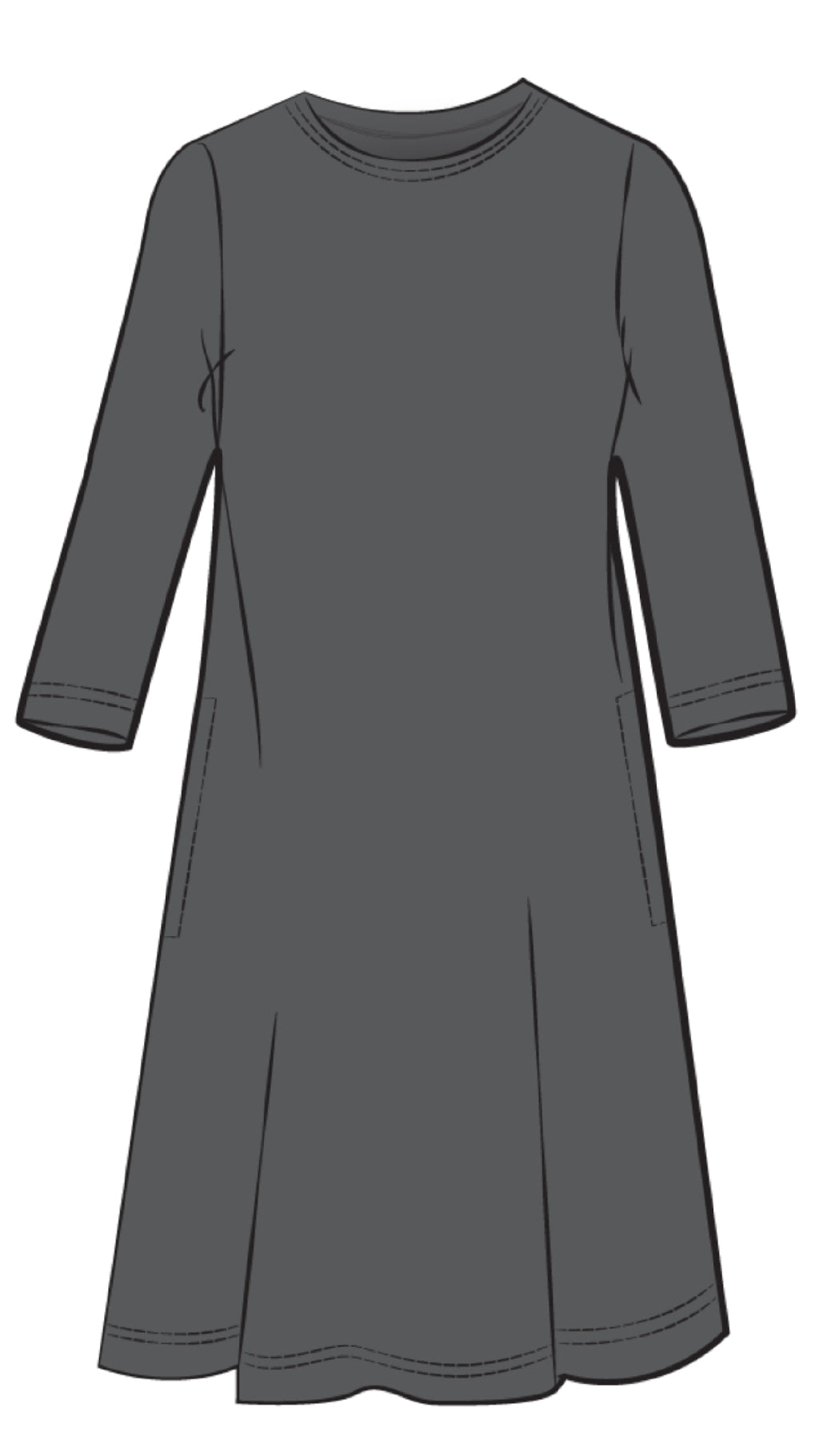 Nu Trapeze Dress, 3/4 Sleeve