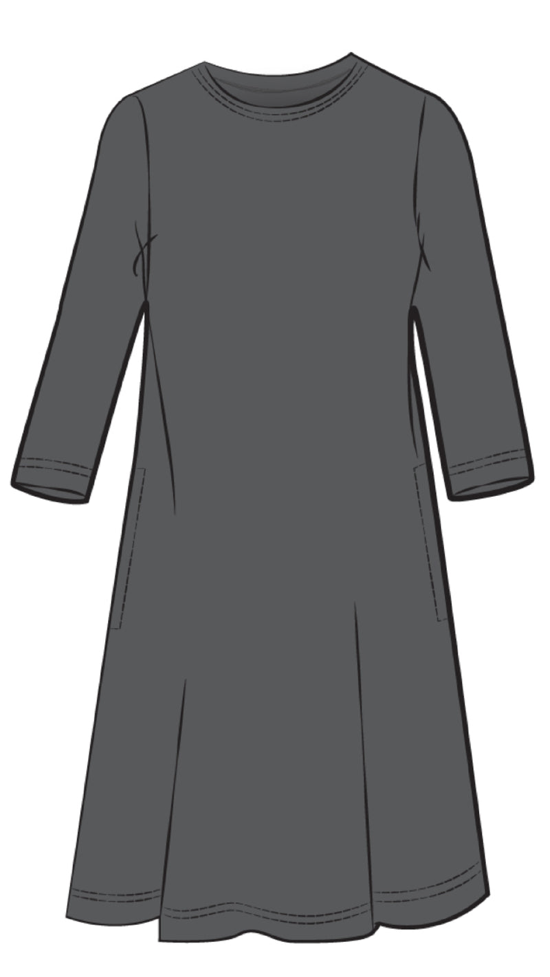 Nu Trapeze Dress, 3/4 Sleeve