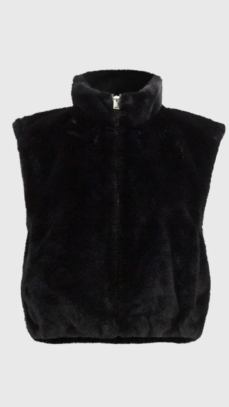 Joseph Ribkoff Faux Fur Sleeveless Cropped Vest (Sale)