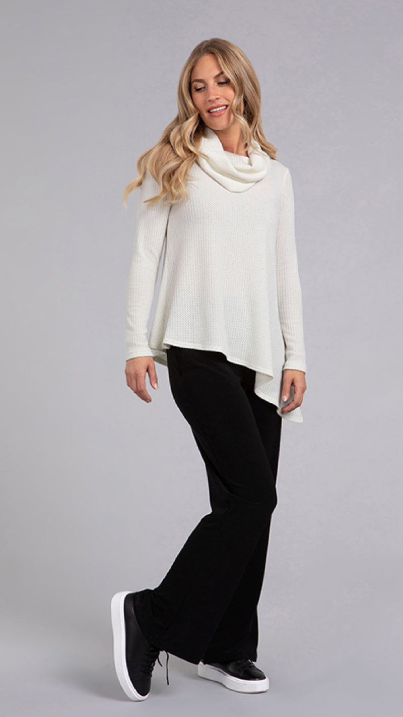 Angle Cowl Neck Waffle Sweater, Long Sleeve (Sale)