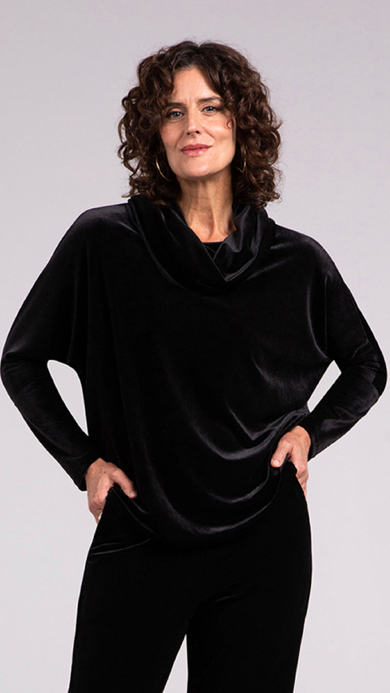 Velvet Nu Cinch Cowl Neck Top, Long Sleeve (Sale)