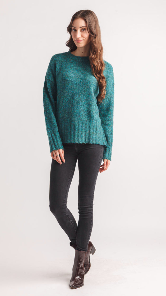 Papillon Heathered Mock Neck Step Hem Sweater