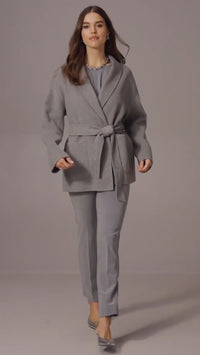 Joseph Ribkoff Wool Blend Belted Coat with Shawl Collar