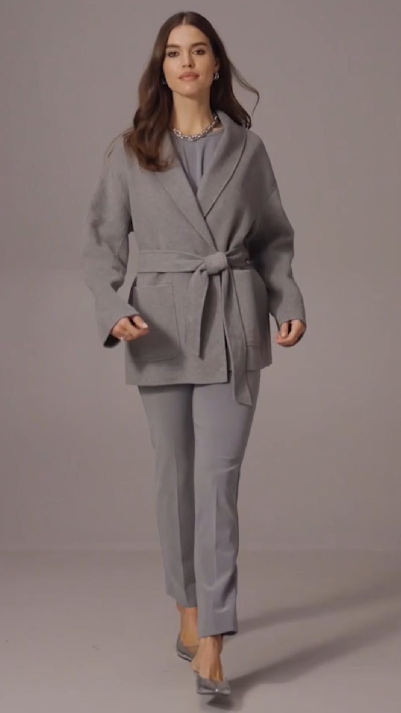 Joseph Ribkoff Wool Blend Belted Coat with Shawl Collar