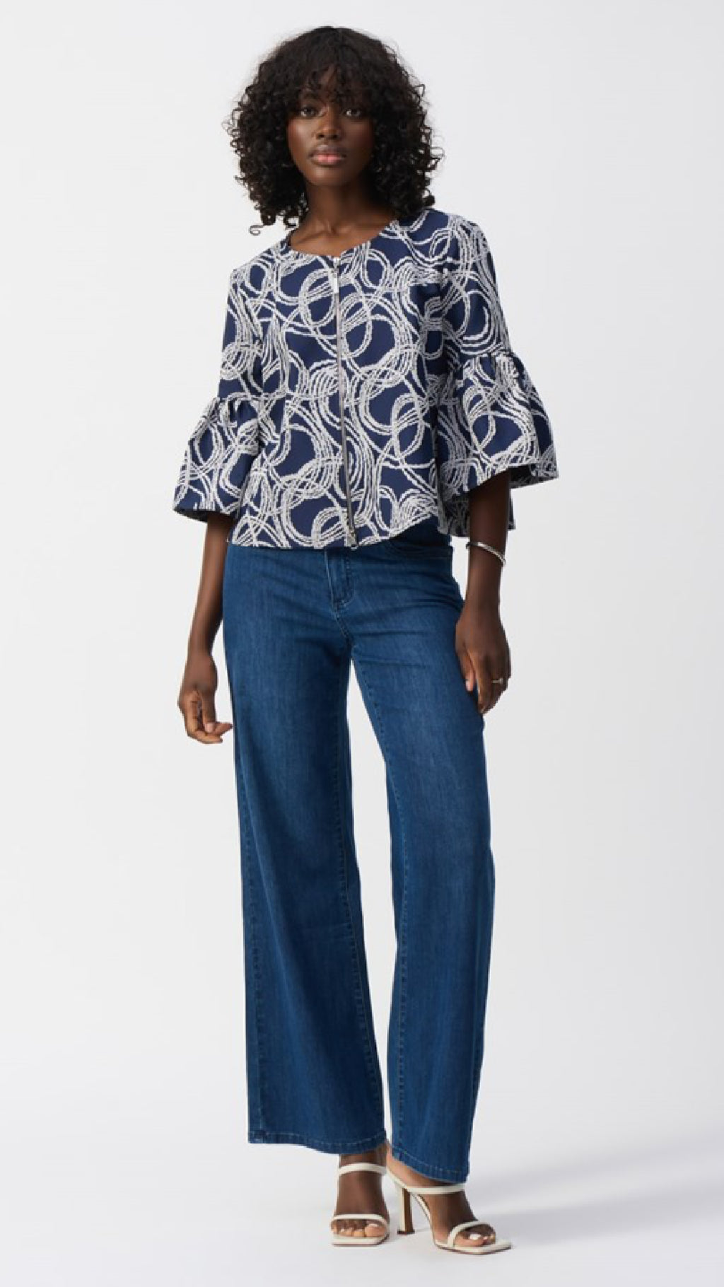 Joseph Ribkoff Abstract Jacquard Trapeze Jacket