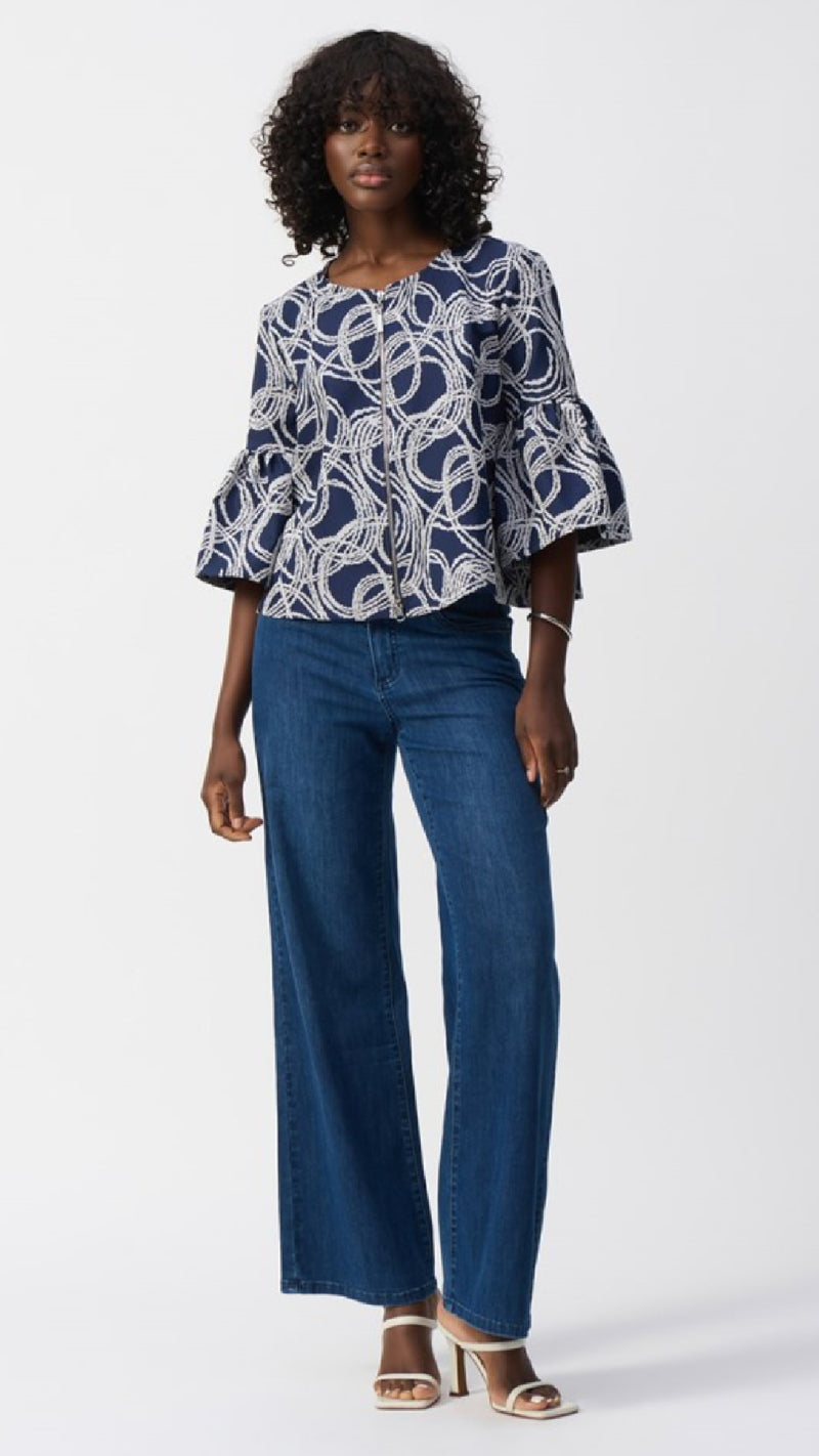Joseph Ribkoff Abstract Jacquard Trapeze Jacket