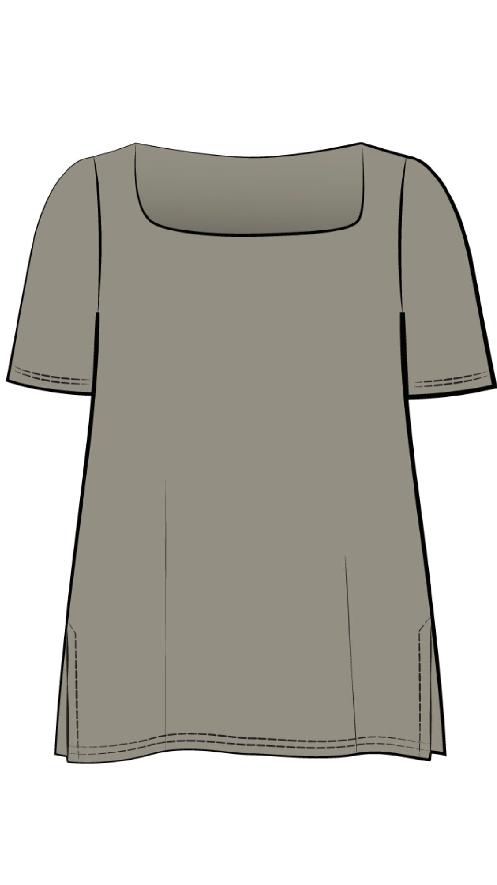 Soft Square Neck Top, Short Sleeves