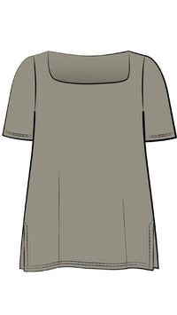 Soft Square Neck Top, Short Sleeves