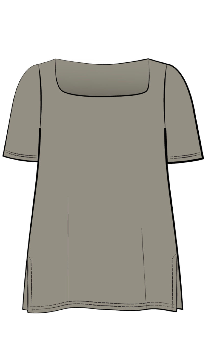 Soft Square Neck Top, Short Sleeves