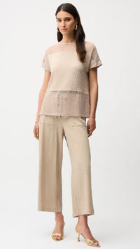 Joseph Ribkoff Seesucker Mesh Boxy Top and Pull-On Cropped Pants
