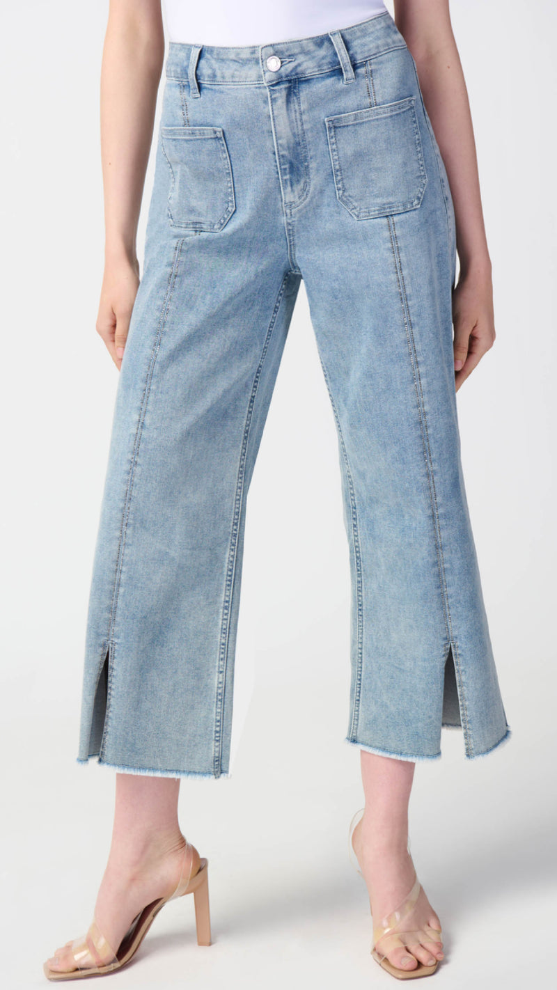 Culotte Jeans With Embellished Front Seam