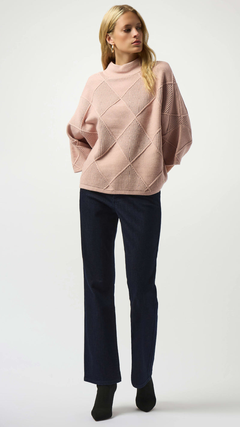Joseph Ribkoff Textured Sweater Knit Mock Neck Pullover
