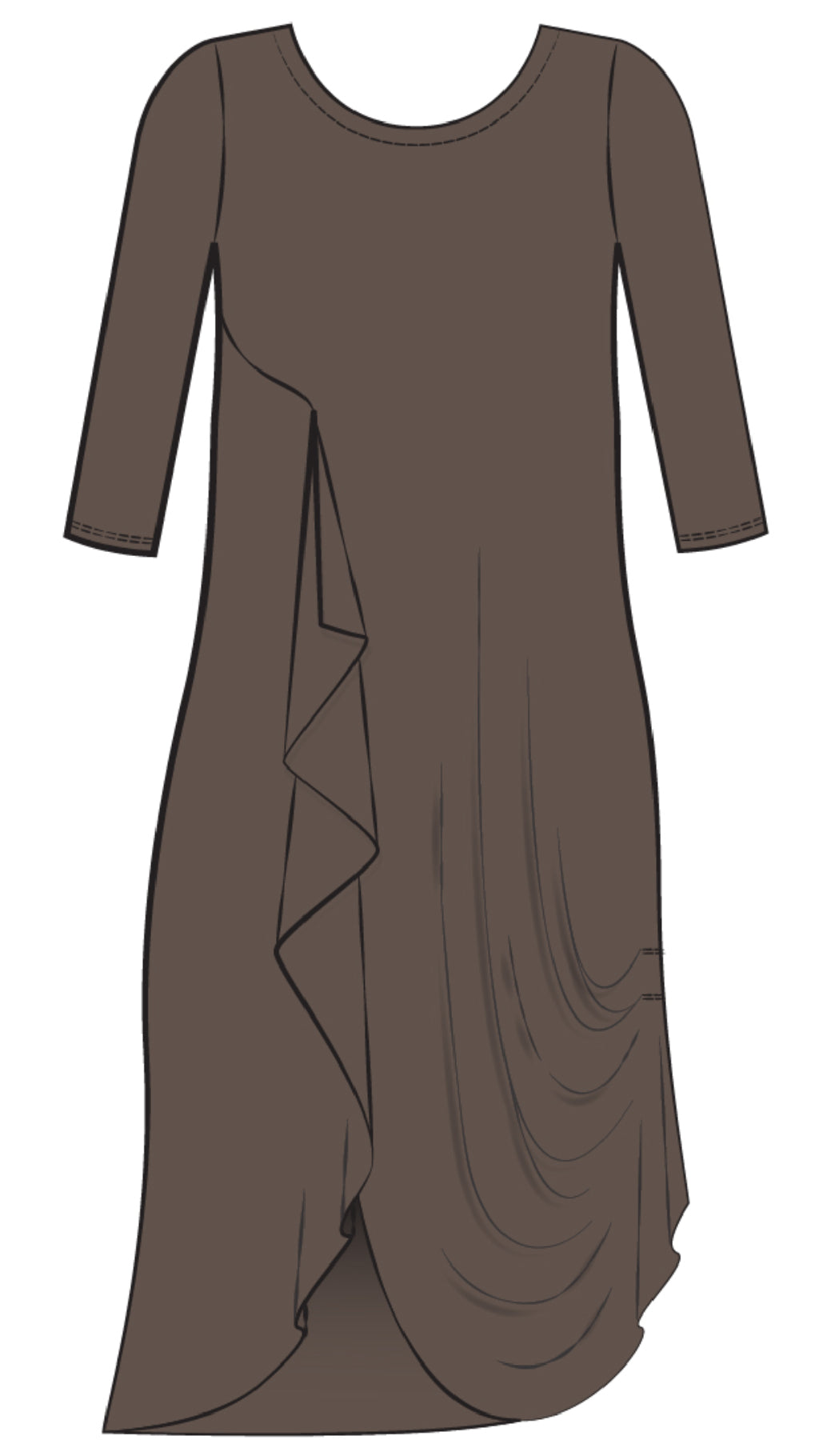 Drama Dress, 3/4 sleeve (Selected Colours on Sale)