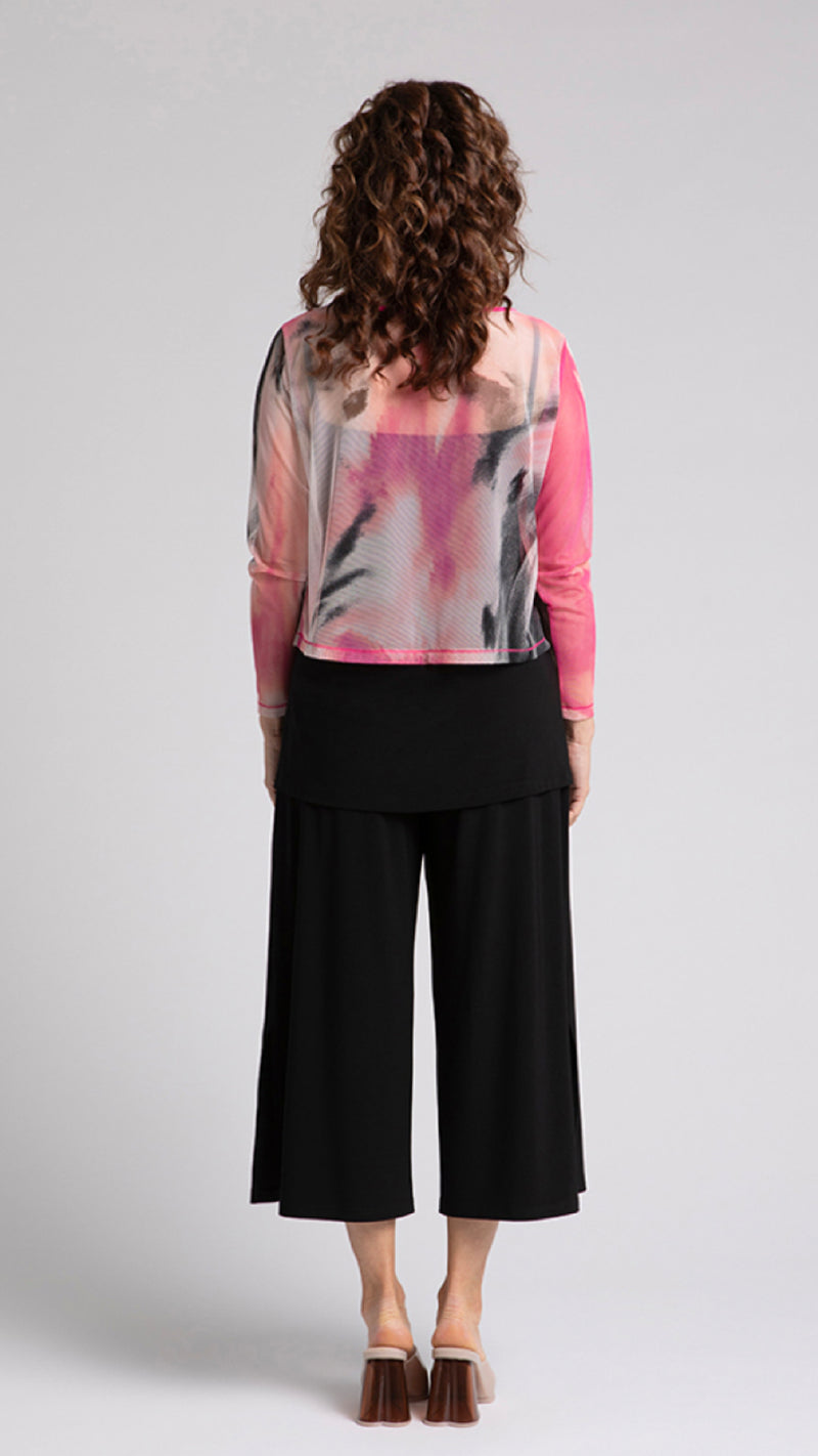 Mesh Go To Cropped T, Long Sleeve-Marble Print