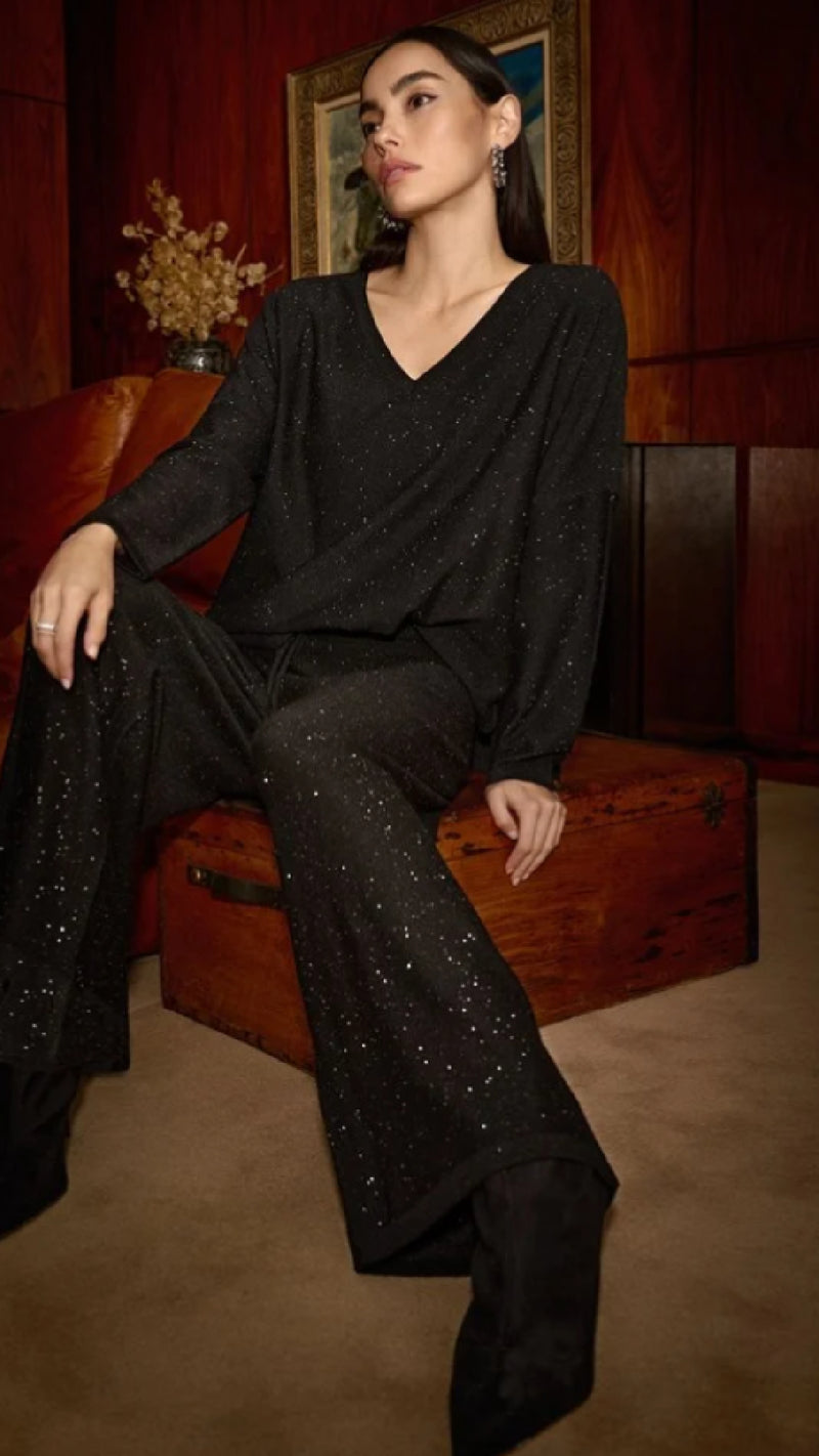 Joseph Ribkoff Sequinned Sweater Knit Culotte Pants