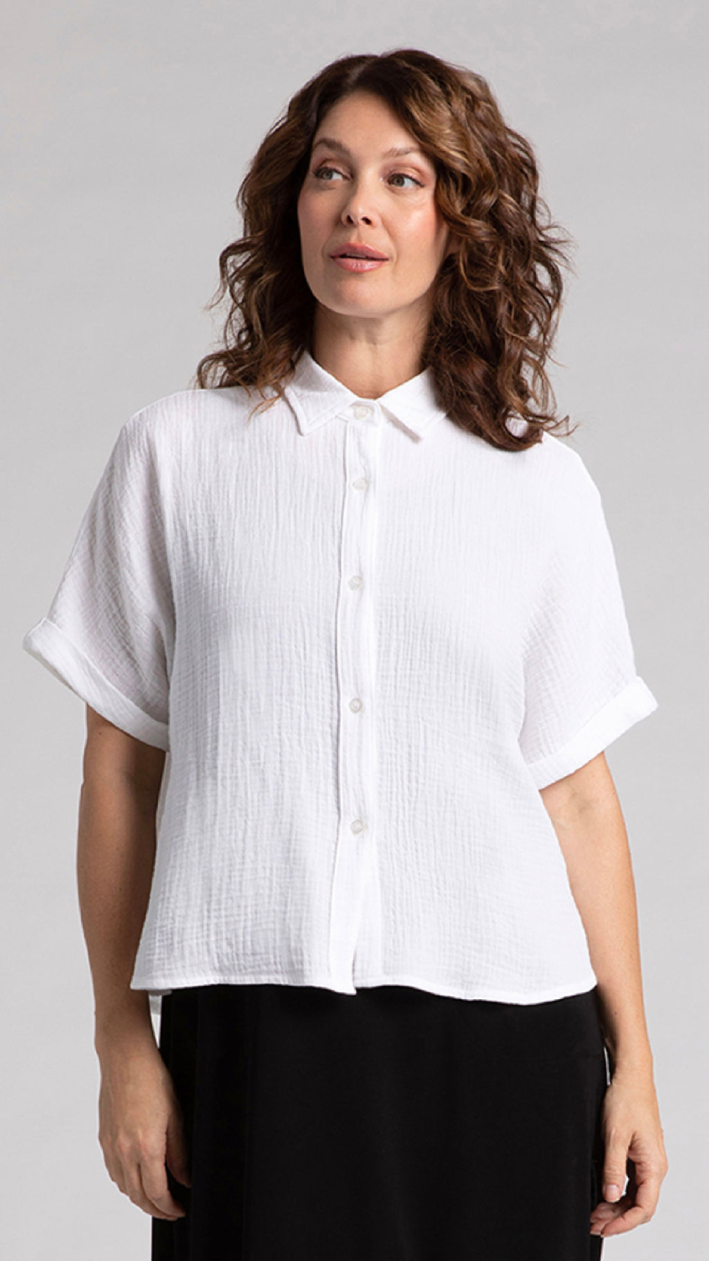 Cotton Gauze Half Sleeve Bolero Shirt