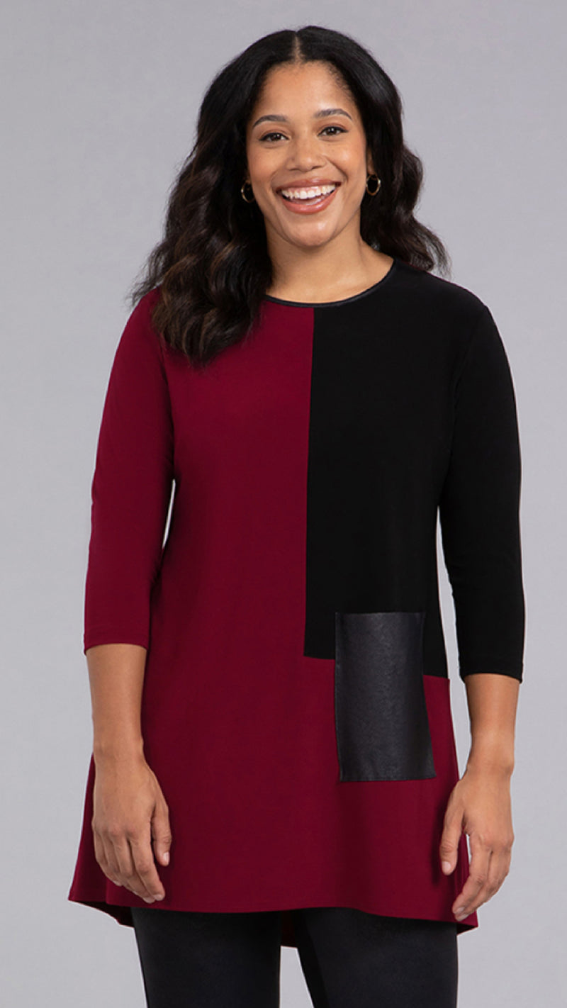Colour Blocked Patch Pocket Tunic, 3/4 Sleeve (Sale)