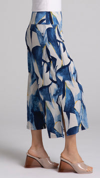 Side Slit Wide Capri-Watery Reflections (Sale)