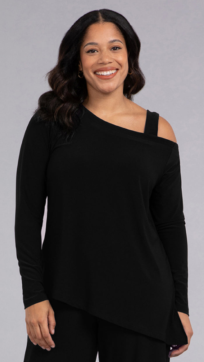 One Shoulder Boxy Top, Long Sleeve