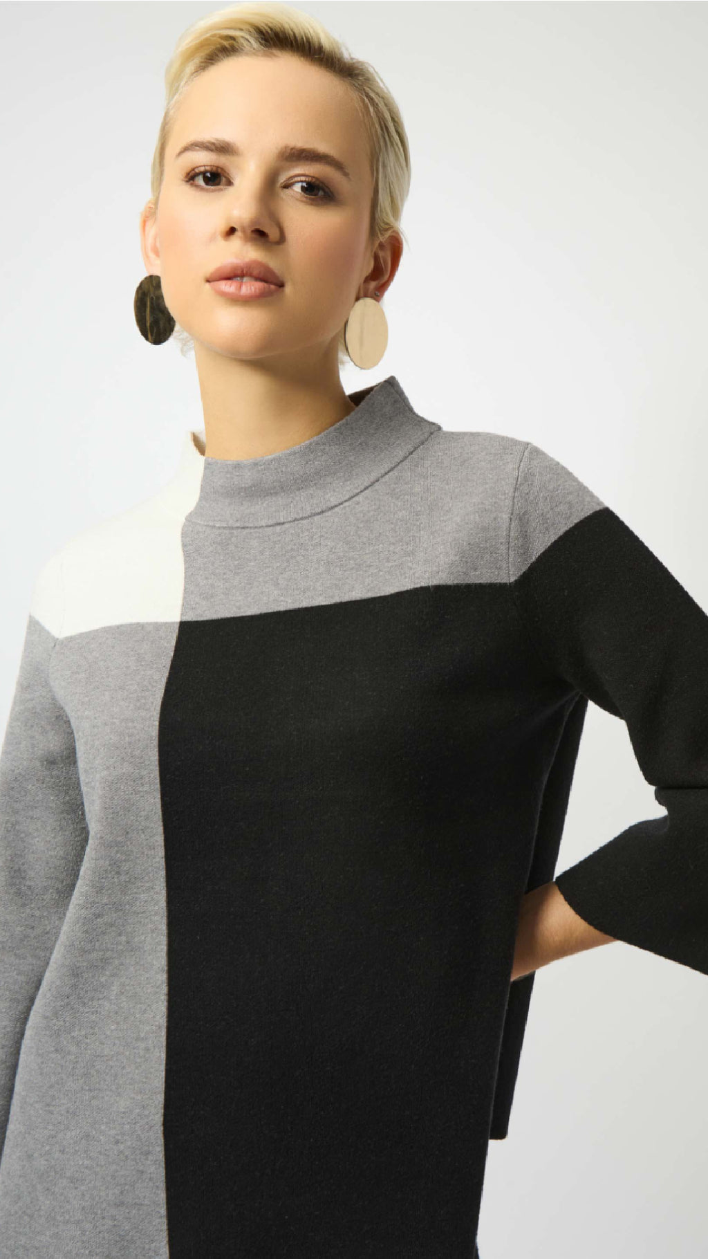 Joseph Ribkoff Jacquard Sweater Colour Blocked Skirt and Pullover Set