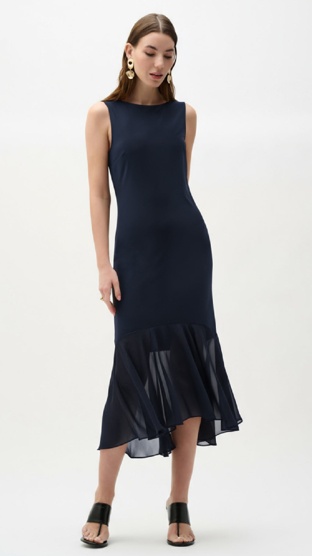 Joseph Ribkoff Silky Knit And Chiffon Flounce Dress