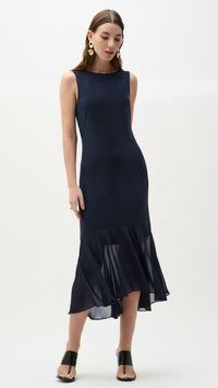 Joseph Ribkoff Silky Knit And Chiffon Flounce Dress