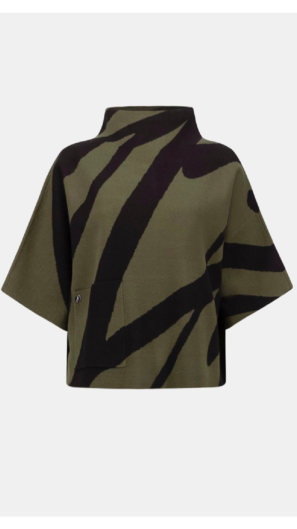 Joseph Ribkoff Abstract Jacquard Funnel-Neck Boxy Sweater