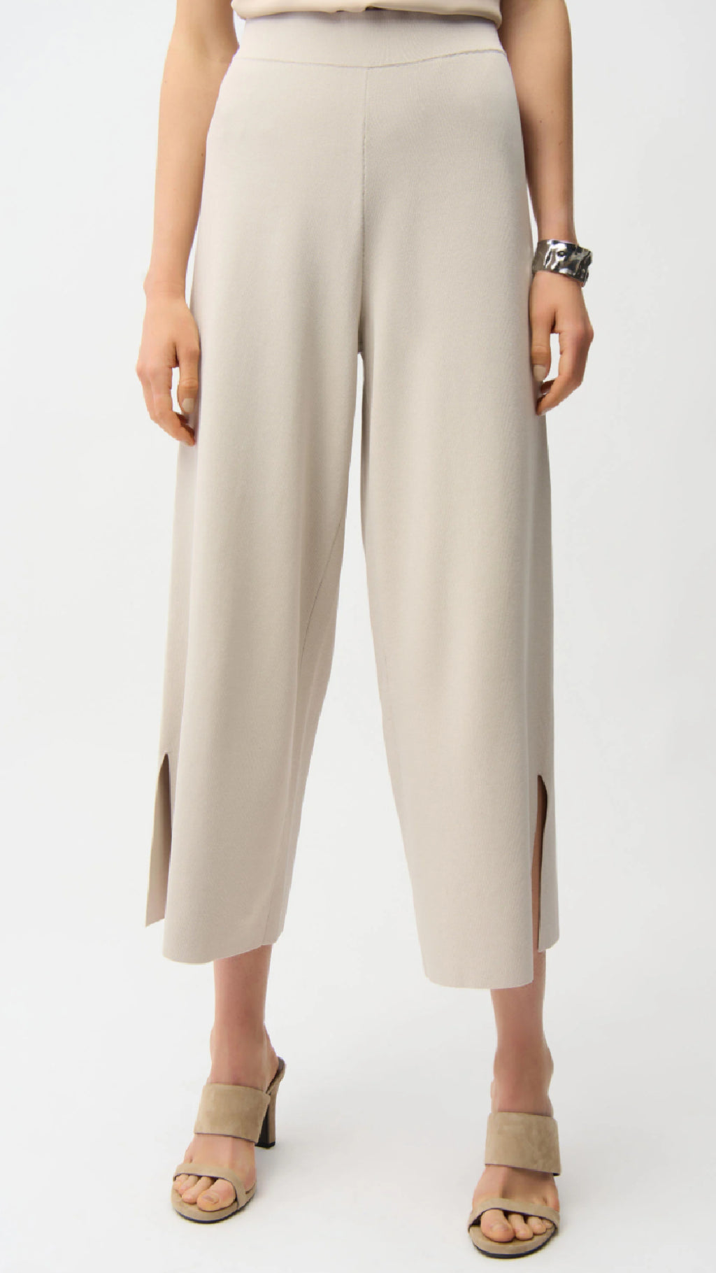 Joseph Ribkoff Viscose Blend Vest with Faux Welt Pockets, Culotte Pants